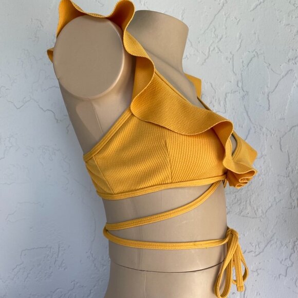 Ruffled Wrap Ribbed Triangle Bikini Top - Picture 3 of 4